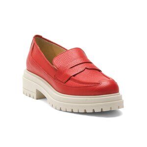BEAUTIISOLES Red Leather Freddie Loafers